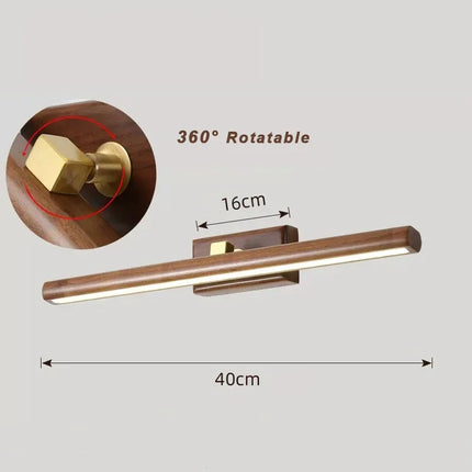 Applique murale LED avec miroir bois 40 cm pour salle de bain et chevet — LZ7P4X