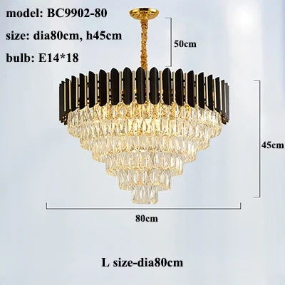 Lustre LED moderne de luxe en cristal, forme ronde ou allongée — LZ4P7X