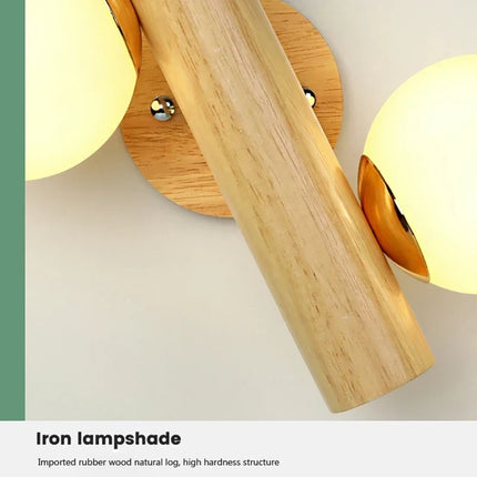 Applique murale LED réglable en verre et bois style nordique moderne — LZ4X9J