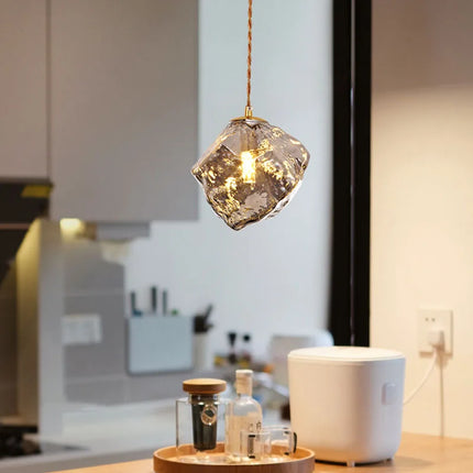Lustre en verre ambré style bloc de glace pour bar et restaurant — LZ4XJ9