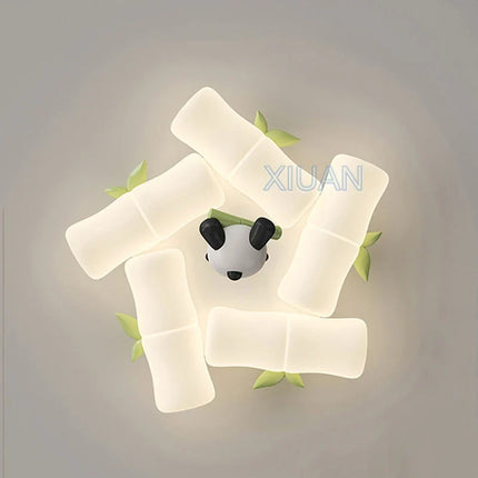 Plafonnier en bambou motif panda pour chambre enfant et maternelle — LZ4X9J