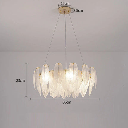 Lustre moderne en plumes et verre métallique — LZ4X9T2