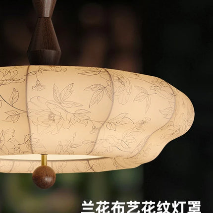Suspension décorative en bois massif et tissu style rétro médiéval — LZ4D9X2