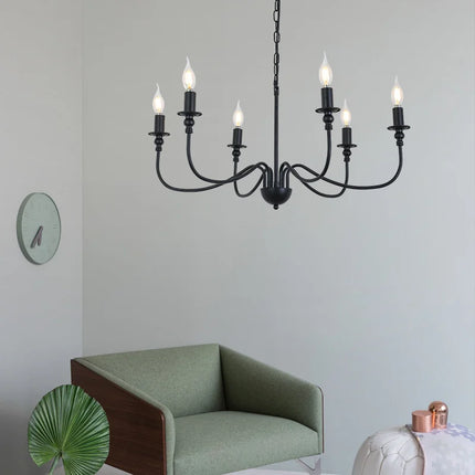 Lustre en fer noir avec éclairage LED pour intérieur moderne — LZ4X9P