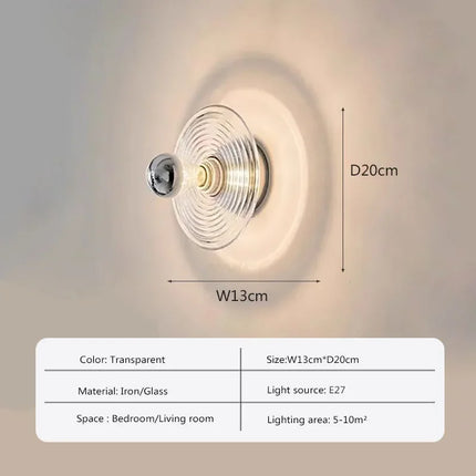 Applique murale LED ronde en verre effet ondulations d'eau nordique — LZ4X9T2