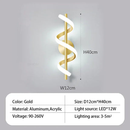 Applique murale LED décorative à spirale incurvée — LZ4X9T1