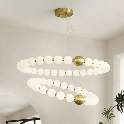 Lustre LED rond nordique en acrylique doré pour salon et salle à manger — LZ4X9P