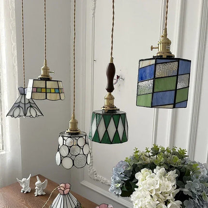 Lustre suspension en verre fait main style Tiffany pour intérieur — LZ4X9P
