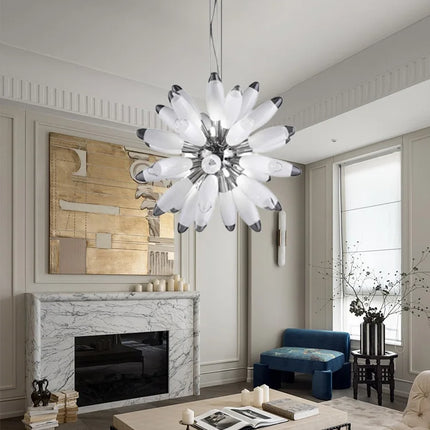 Lustre en verre à globe large avec quincaillerie élégante — LZ4T9QJ