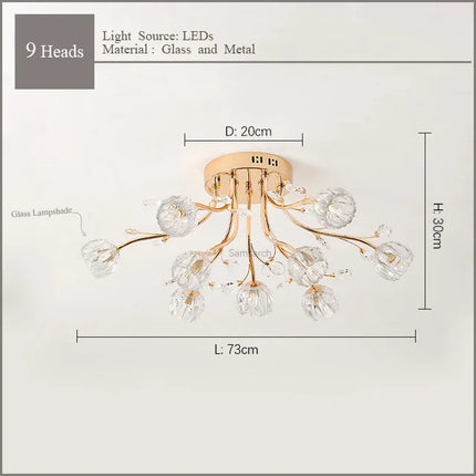 Lustre nordique en cristal et verre avec LED décorative — LZ4X9M