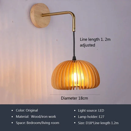 Applique murale LED en bois style japonais pour intérieur — LZ7XQ2
