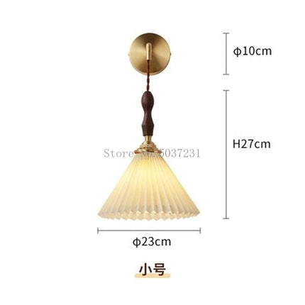 Lustre plissé style rétro japonais en noyer nordique pour intérieur — LZ4M7Q2