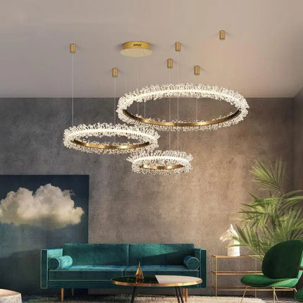 Lustre en cristal avec anneau doré pour suspension intérieure — LZ4X9M