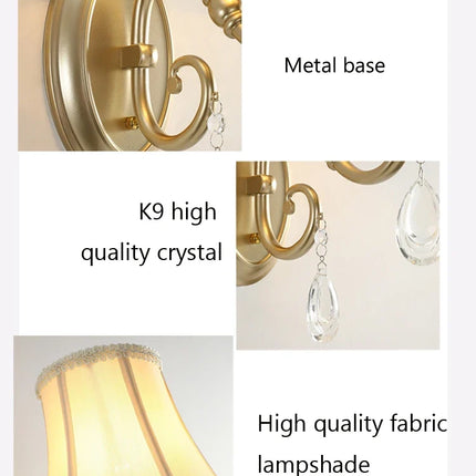 Applique murale en cristal et tissu style rural américain pour hôtel — LZ4X9P2