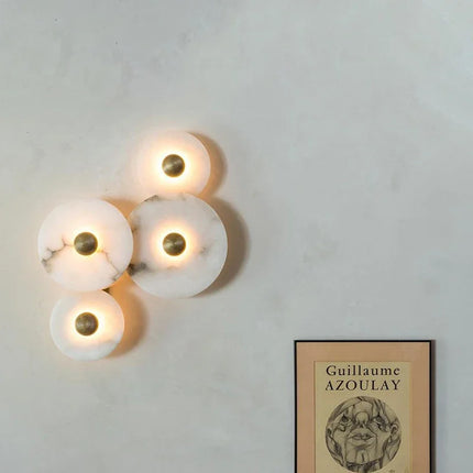 Applique murale LED en métal doré et marbre naturel pour éclairage contemporain — LZ4X9T