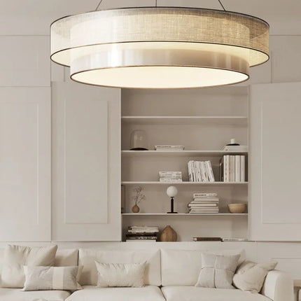 Lustre circulaire en tissu style chinois zen pour ingénierie — LZ4P9XQ