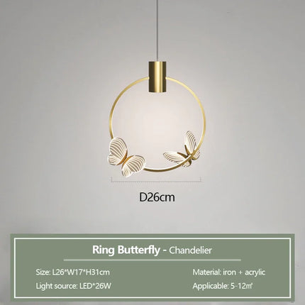 Lustre suspension LED design papillon transparent nordique — LZ4X9M