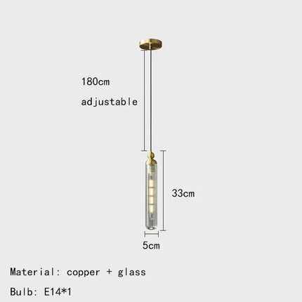 Lustre en verre transparent avec suspension à cordon cuivre réglable — LZ4F7XQ
