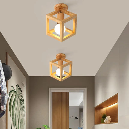 Plafonnier LED nordique en bois avec 3 températures de lumière — LZ4Q9T1