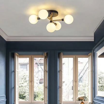 Plafonnier en verre doré et métal au design moderne — LZ4QJ7M