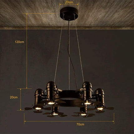 Lustre industriel vintage à six têtes pour commerces — LZ4X9P2