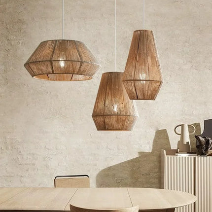 Suspension en rotin style japonais wabi sabi pour intérieur rustique — LZ4X9P
