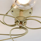 Boule blanche laiteuse / Corps de lampe doré / 9 têtes | Blanc chaud