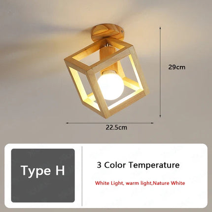 Plafonnier LED nordique en bois avec 3 températures de lumière — LZ4Q9T1