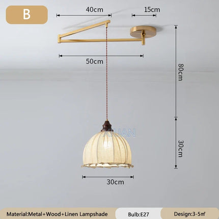 Lustre vintage pliant style wabi-sabi avec tissu appliqué — LZ4X9P2