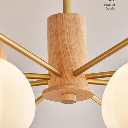 Lustre suspension moderne en bois et verre style japonais — LZ4X9Q
