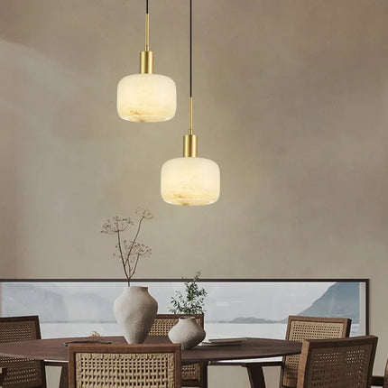 Lustre suspension nordique en marbre et cuivre élégant — LZ4X9P