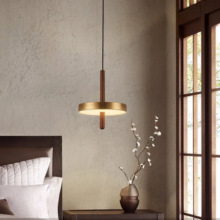 Lustre nordique réglable en bois et métal doré pour intérieur — LZ4X9T
