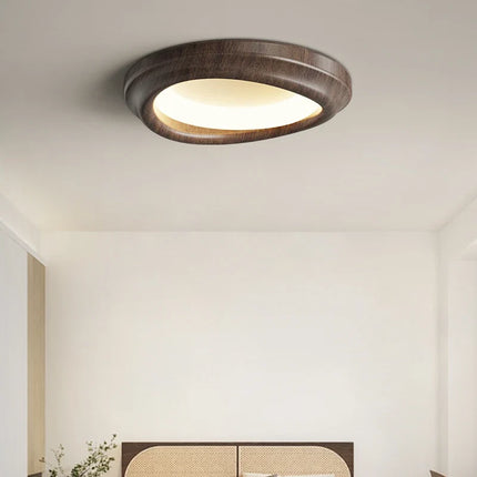 Plafonnier LED encastré imitation noyer design moderne — LZ4X9J
