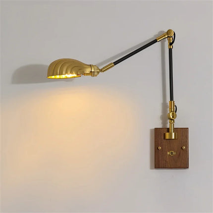 Applique murale vintage réglable en cuivre et bois pour intérieur — LZ4G7XQ
