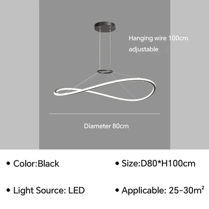 lustre moderne à led pour décoration intérieure réglable