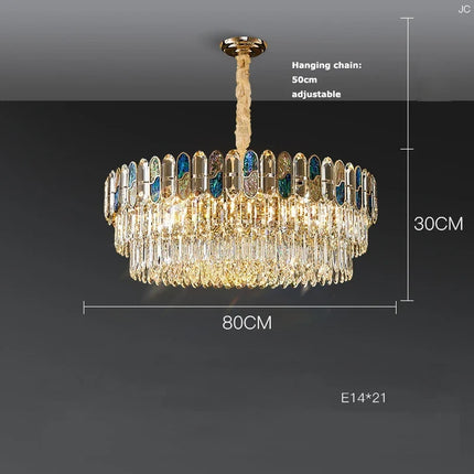 Plafonnier LED art déco en cristal doré et acier inoxydable — LZ7D9Q2N