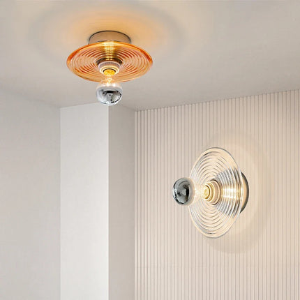 Applique murale LED ronde en verre effet ondulations d'eau nordique — LZ4X9T2