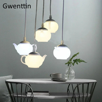 Suspension théière LED pour décoration intérieure nordique — LZ4X9Q2