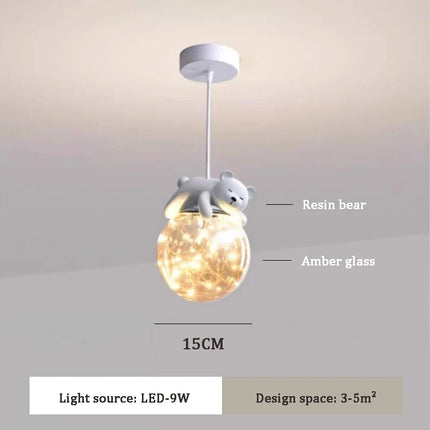 Lustre moderne mignon avec ours et lapin pour chambre d’enfants — LZ4Q7M9