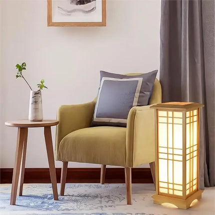 Lampadaire japonais en bois massif pour intérieur lumineux — LZ4X9T2
