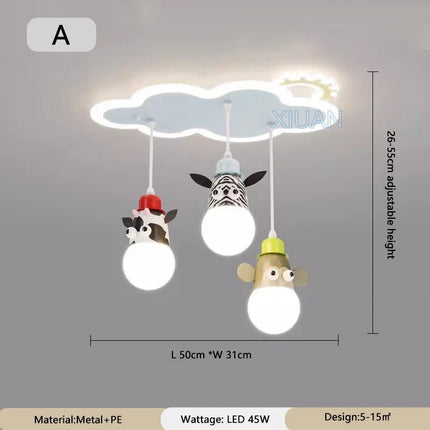 Lustre enfant animalier avec veilleuse nuage intégrée — LZ4D9XQ
