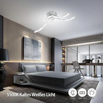 Plafonnier LED incurvé métal avec trois ampoules et diffuseurs acryliques — LZ4X9P