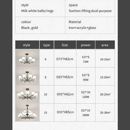 Lustre nordique 15 têtes pour intérieur lumineux design moderne — LZ4X7Q9