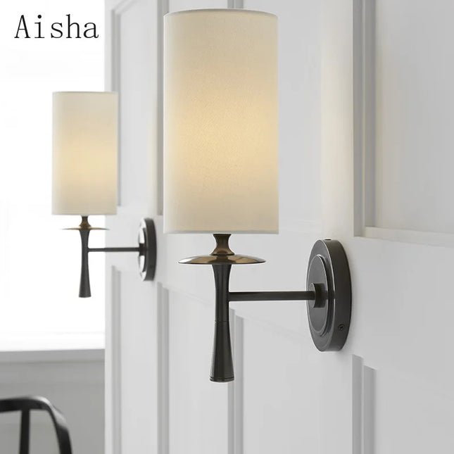Applique murale cuivre avec abat-jour tissu moderne — LZ4G7XQ