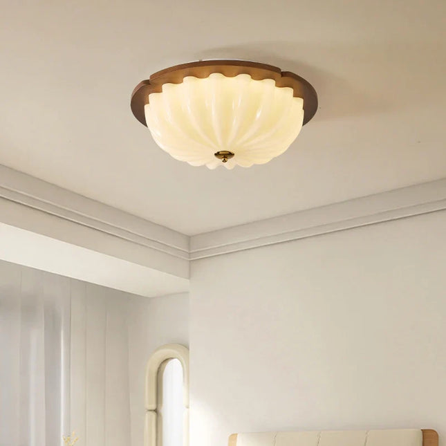 Plafonnier rétro en bois massif style médiéval avec protection oculaire — LZ4X9T2