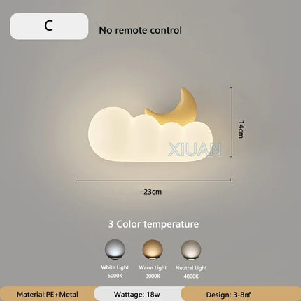 Applique murale LED nordique pour enfants motifs lune, soleil et animaux — LZ4X9P