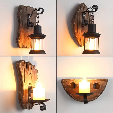 Applique murale LED au style industriel rétro en bois — LZ4X9P2