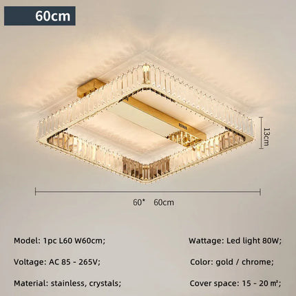 Plafonnier LED moderne à intensité variable avec lustre cristal pour salon et chambre — LZ4X9P2