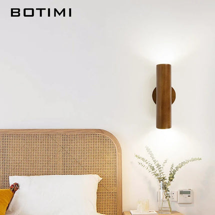 Applique murale nordique en bâton de bois brillant orientable vers le bas — LZ4X9JQ