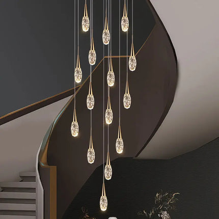Lustre rotatif en cristal pour escalier duplex moderne de luxe — LZ4X9P2Q